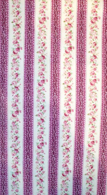 Hovedbilde Bomullslerret - burgunder stripet med blomster