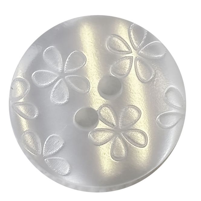 Hovedbilde Hvit plastknapp med blomster 18 mm